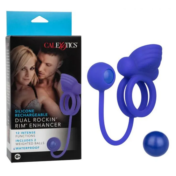 California Exotic Female Sex Toys Silicone Rechargeable Dual Rockin Rim Enhancer