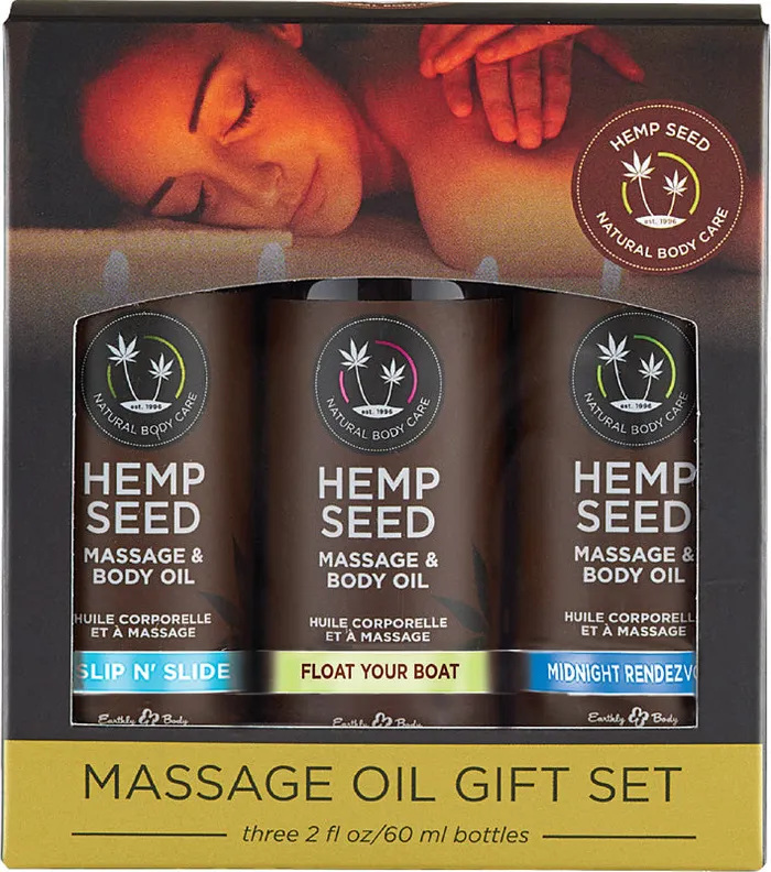 Couples Earthly Body Earthly Body Hemp Seed Massage Oil Gift Set Summer 2022 Collection