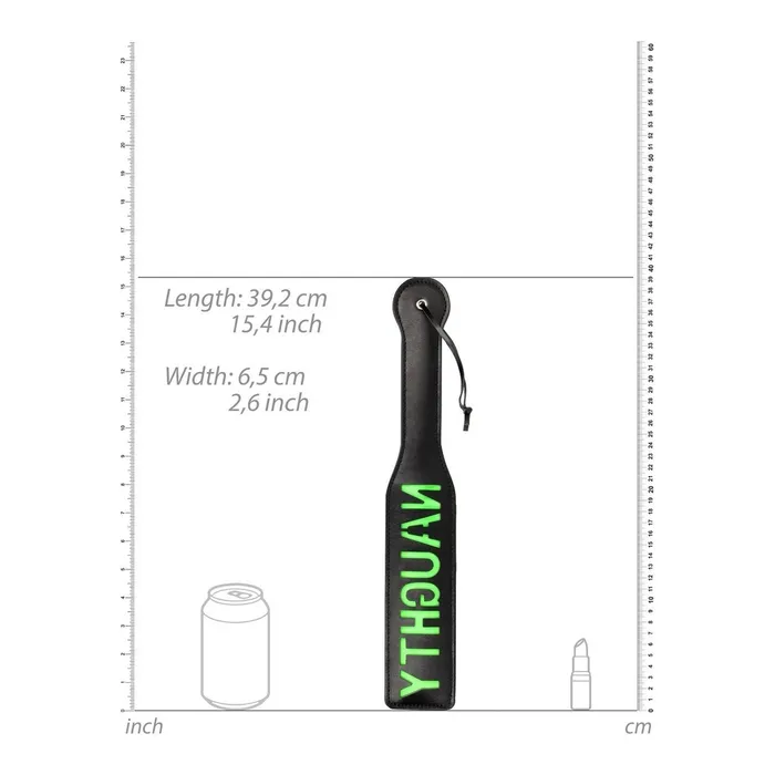 Dildos | ''Naughty'' Paddle - Glow in the Dark - Black/Neon Green - Ouch!