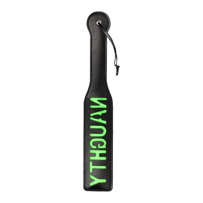 Dildos | ''Naughty'' Paddle - Glow in the Dark - Black/Neon Green - Ouch!