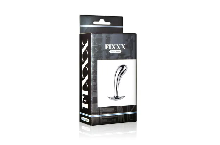 Fixxx Anal | Fixxx - Gebogen Prostaat Plug met Zwart Siersteentje - Aluminium - Diameter 34 mm