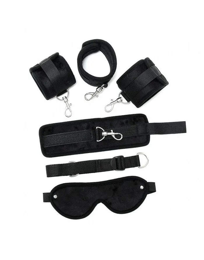 Rimba Male Sex Toys | Rimba - Soft Bondageset Hand/Enkels Met band En blinddoek - Zwart