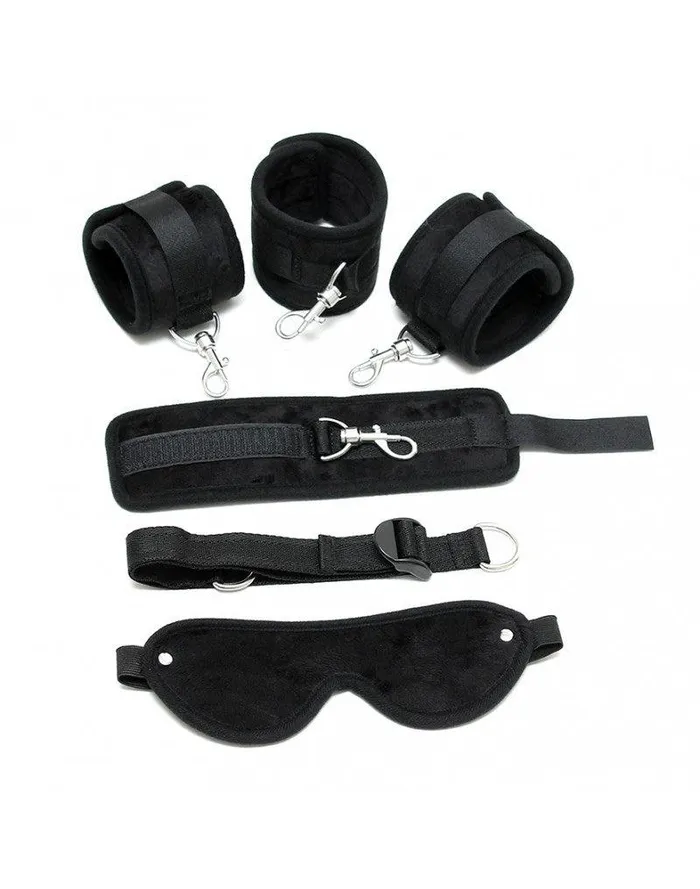 Rimba Male Sex Toys | Rimba - Soft Bondageset Hand/Enkels Met band En blinddoek - Zwart