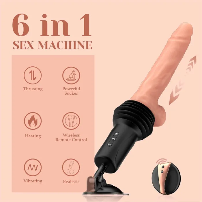 6 In 1 Thrusting Heating Sex Machine with Realistic Dildo | Lovetoyshub Female Sex Toys