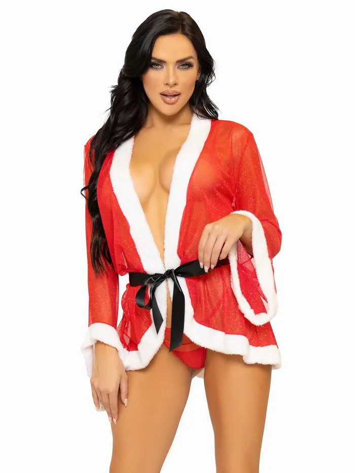 Anal | Leg Avenue 3 Pc Santa Robe and G-String Set - - Red