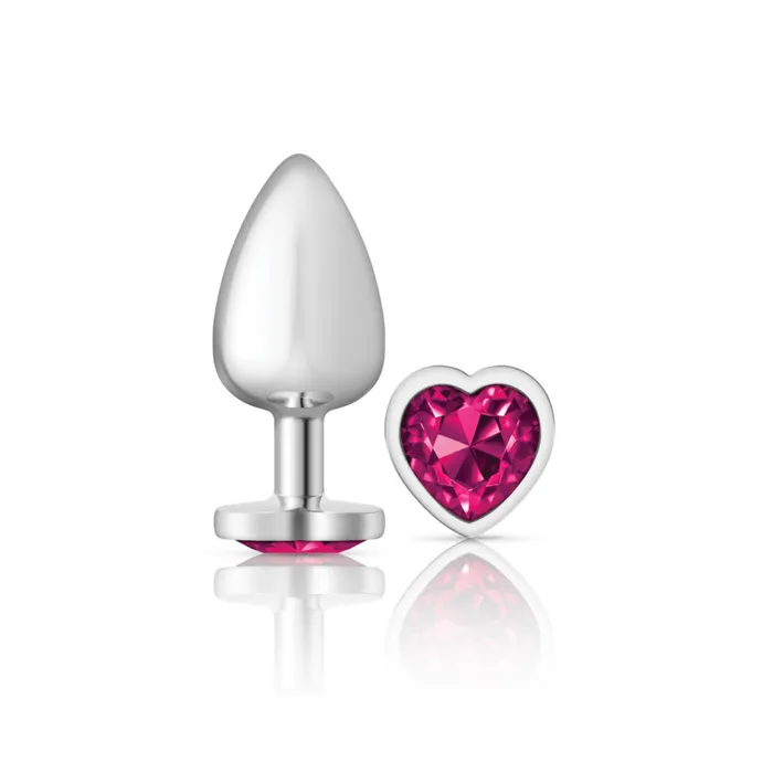 Anal Viben Cheeky CharmsSilver Metal Butt Plug HeartBright PinkLarge