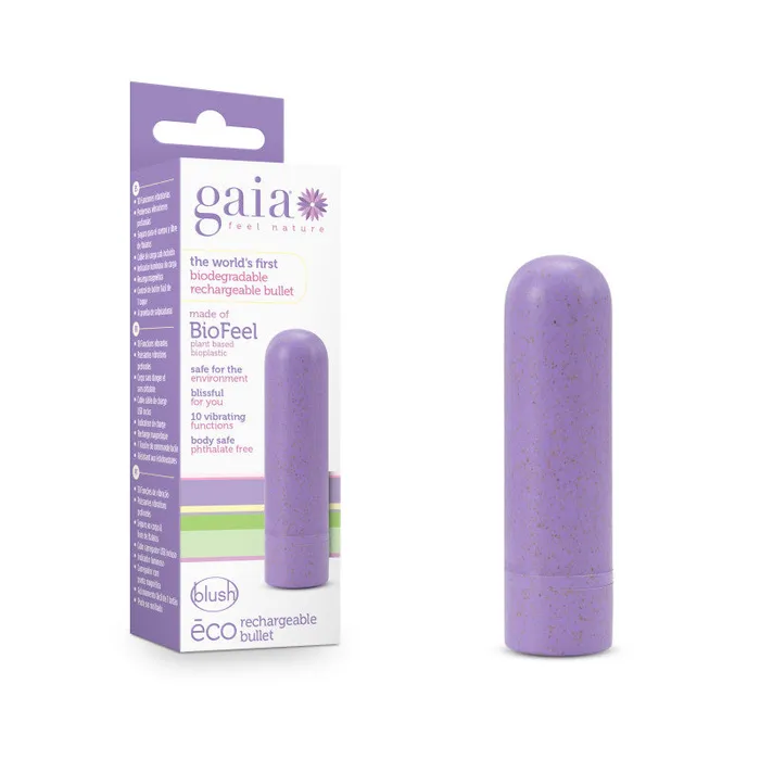 Blush Novelties Female Sex Toys Gaia Eco Rechargeable Bullet Lilac Purple USB Rechargeable Bullet