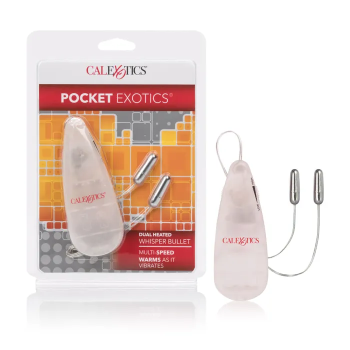 CalExotics Dildos Pocket Exotics Dual Heated Whisper Bullets Clear