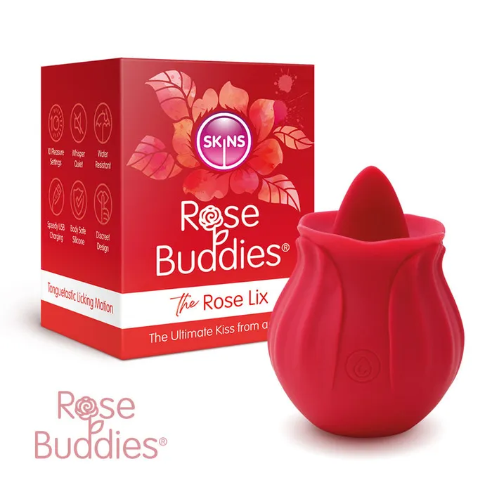 Creative Conceptions Vibrators Skins Rose Buddies The Rose Lix Red USB Rechargeable Flicking Rose Stimulator