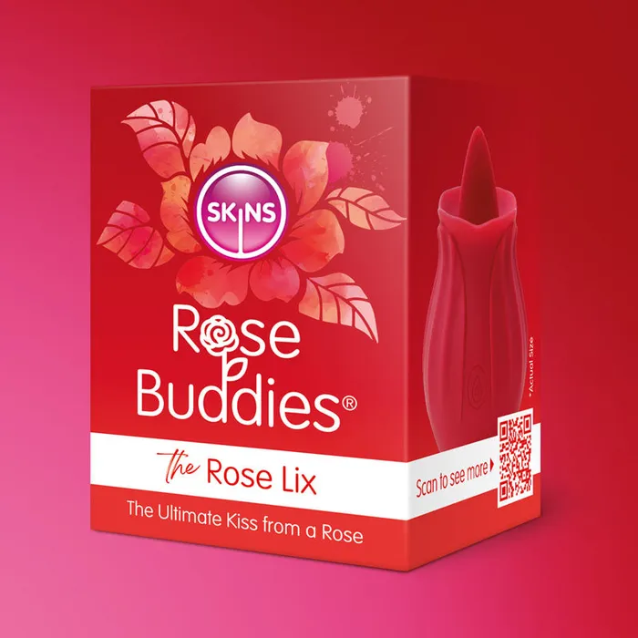 Creative Conceptions Vibrators | Skins Rose Buddies - The Rose Lix - Red USB Rechargeable Flicking Rose Stimulator