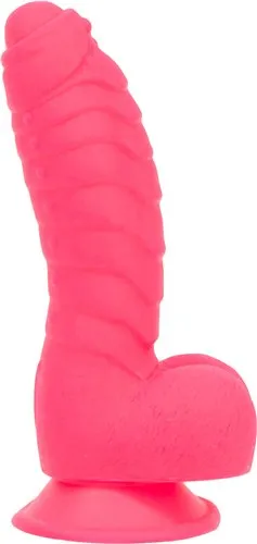 Dildos BMS Addiction 100 Ribbed Silicone Dildo Tom 7 Hot Pink