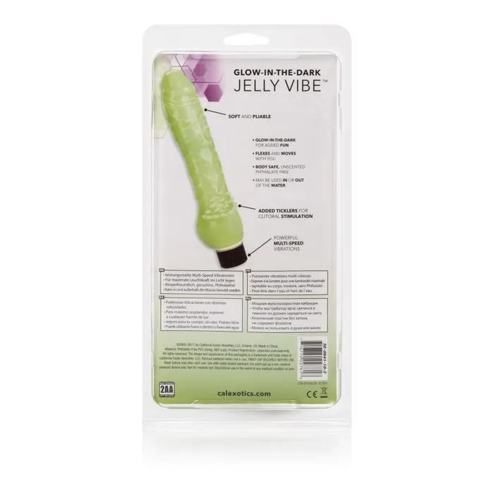 Dildos | CalExotics Glow-in-the-Dark Jelly Penis Vibe 7 Inches - Green