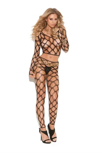 Elegant Moments 2 Piece Diamond Net Cami Top Set One Size Black Anal