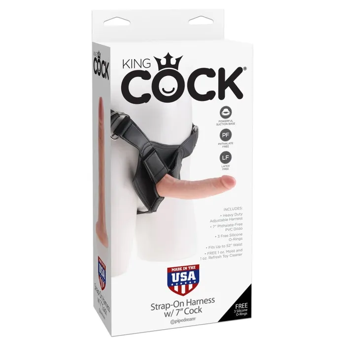 Female Sex Toys | King Cock Strap on Harness With 7 Inch Cock - Flesh - Pipedream