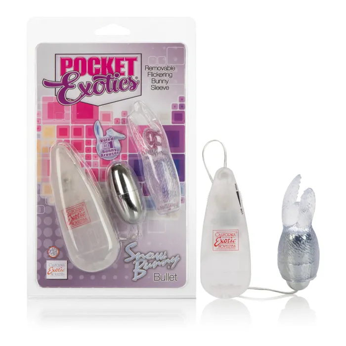 Female Sex Toys Pocket Exotics Snow Bunny Bullet Clear CalExotics