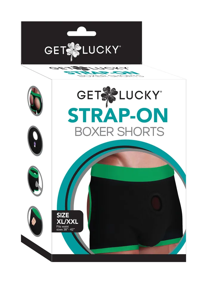 Get Lucky Strapon Boxer Shorts Xlargexxlarge Blackgreen Voodoo Toys Female Sex Toys