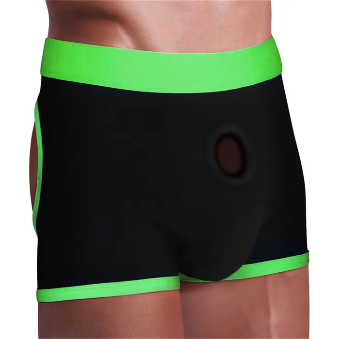 Get Lucky Strap-on Boxer Shorts - Xlarge/xxlarge - Black/green | Voodoo Toys Female Sex Toys