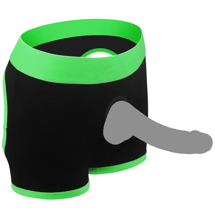 Get Lucky Strap-on Boxer Shorts - Xlarge/xxlarge - Black/green | Voodoo Toys Female Sex Toys