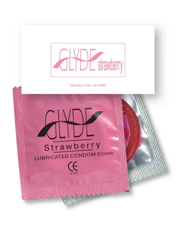 Glyde Flavoured Strawberry Bulk Vegan Condoms 100 Condoms Glyde Vibrators