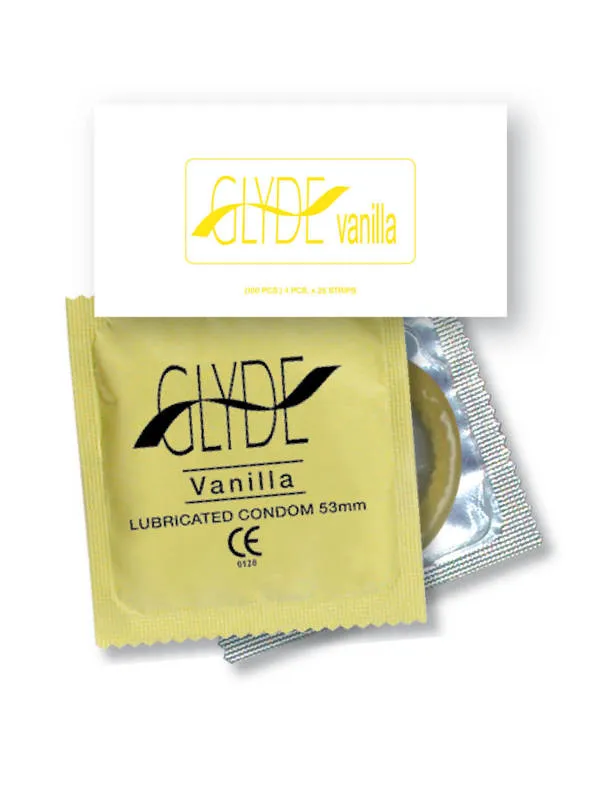 Glyde Glyde Flavoured Vanilla Bulk Vegan Condoms 100 Condoms Dildos