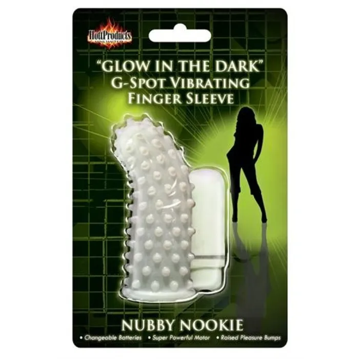 Hott Products Female Sex Toys Glow in the Dark Vibrating Nubby Nookie Finger Sleeve