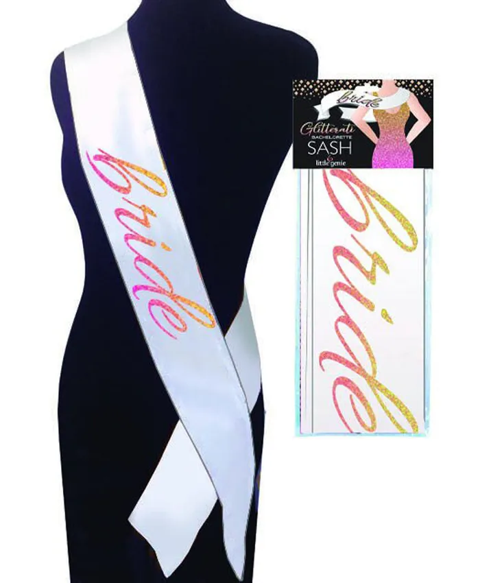 Little Genie Vibrators Glitterati Bride Sash White