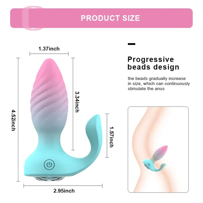 Lovetoyshub 2 In 1 Butt Plug 10 Vibration Remote Control Anal Clitoris Stimulator | Anal