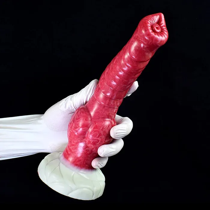 Lovetoyshub Dildos | 9.25Inch Mixed Color Silicone Wolf Dog Knot Dildo