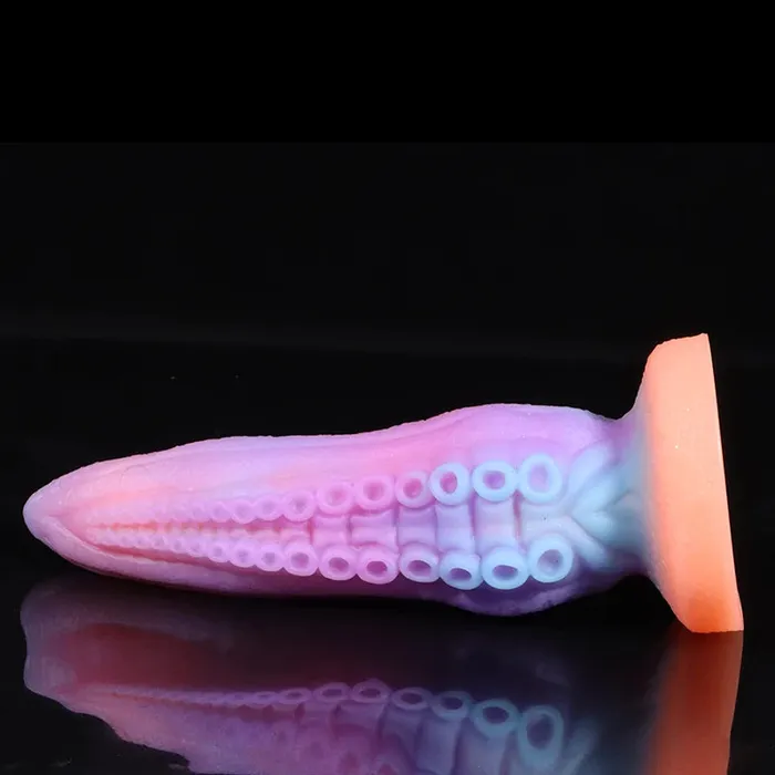 Lovetoyshub Dildos | 9.25Inch Pink Silicone Octopus Monster Dildo - Luminous Glow-In-The-Dark