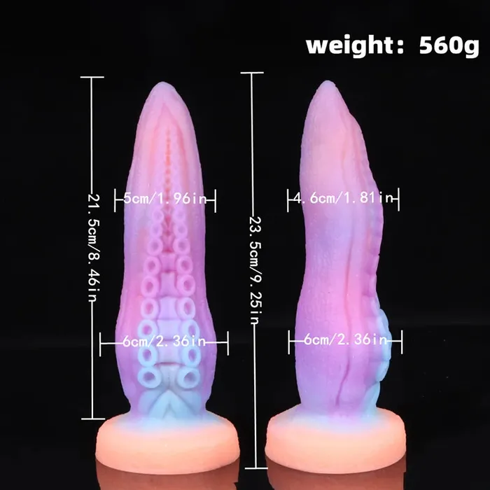 Lovetoyshub Dildos | 9.25Inch Pink Silicone Octopus Monster Dildo - Luminous Glow-In-The-Dark