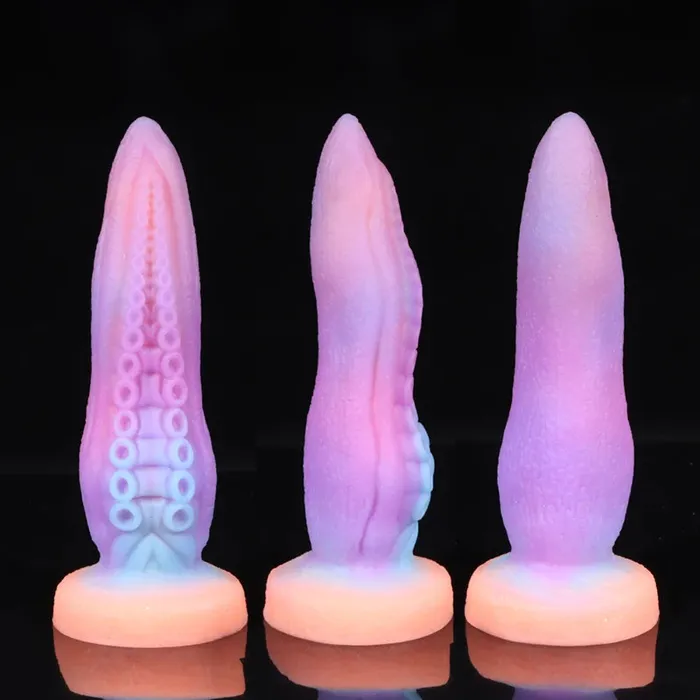 Lovetoyshub Dildos | 9.25Inch Pink Silicone Octopus Monster Dildo - Luminous Glow-In-The-Dark