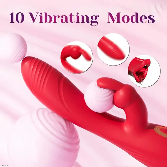 Lovetoyshub Female Sex Toys | 3 In 1 Rabbit Vibrator with Mouth Tongue Stimulation