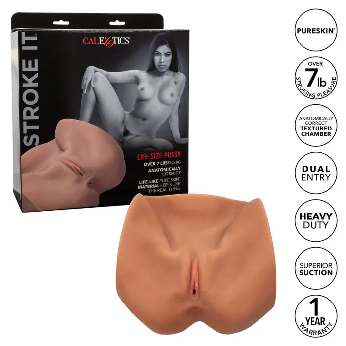 Male Sex Toys | Calexotics Stroke It Life-Size Pussy - Brown