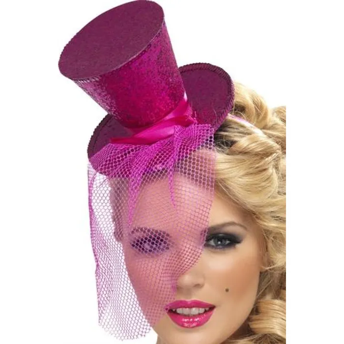 Mini Top Hat on Headband Hot Pink Fever Lingerie Vibrators