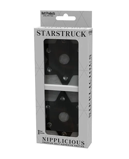 Nipplicious Starstruck  Leather Pasties W/studs & Nipple Hole - Black | Hott Products Restraints