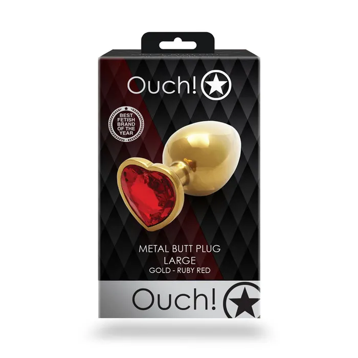 OUCH Heart Gem Gold Butt Plug Largeou807gld Shots Toys Anal