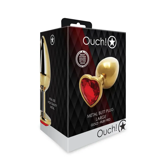 OUCH! Heart Gem Gold Butt Plug - Large-(ou807gld) | Shots Toys Anal