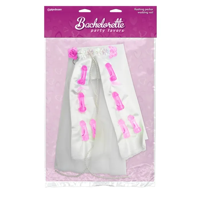 Pipedream Bachelorette Party Favors Flashing Pecker Wedding Veil Vibrators