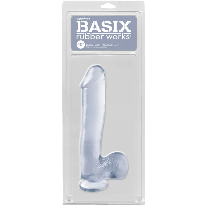 Pipedream Basix Rubber Works - 10 Inch Dong With Suction Cup - Clear | Dildos