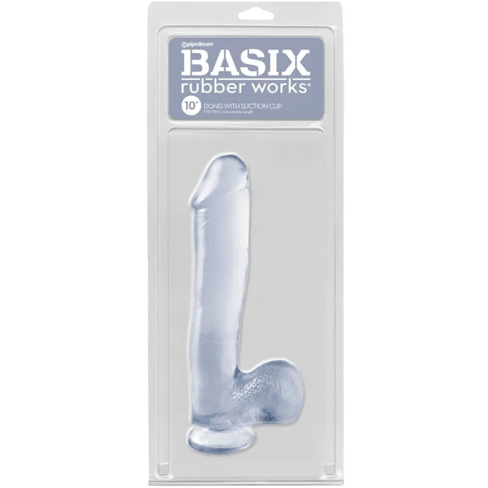 Pipedream Basix Rubber Works - 10 Inch Dong With Suction Cup - Clear | Dildos