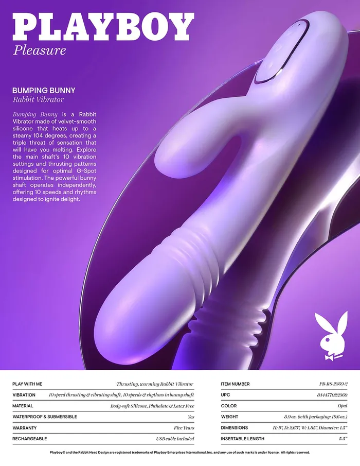 Playboy Pleasure - Bumping Bunny - Rabbit  Vibrator - Opal | Playboy Pleasure Female Sex Toys