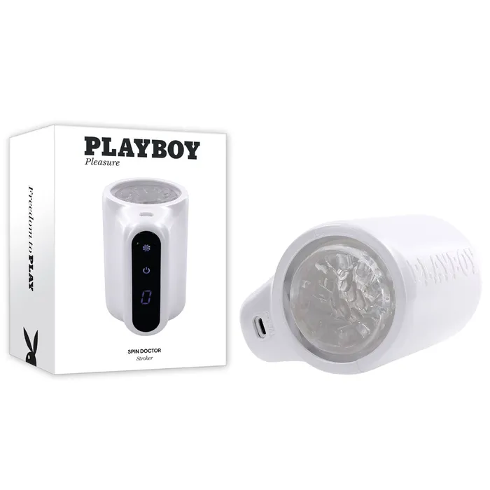 Playboy Pleasure SPIN DOCTOR White USB Rechargeable Vibrating Spinning Stroker Playboy Pleasure Male Sex Toys