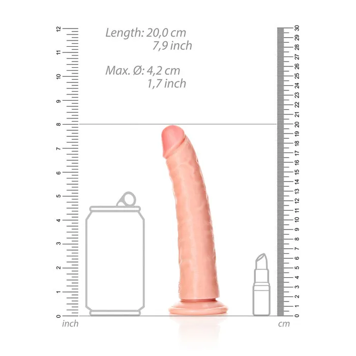 REALROCK Realistic Slim Dildo with Suction Cup - 18cm-(rea114fle) | Shots Toys Female Sex Toys