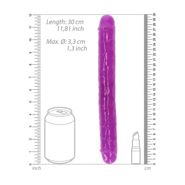 Shots Toys Dildos | REALROCK 30 cm Double Dong Glow - Purple-(rea148glopur)