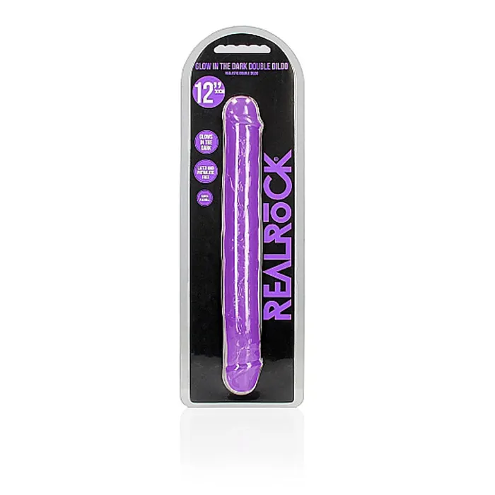 Shots Toys Dildos | REALROCK 30 cm Double Dong Glow - Purple-(rea148glopur)