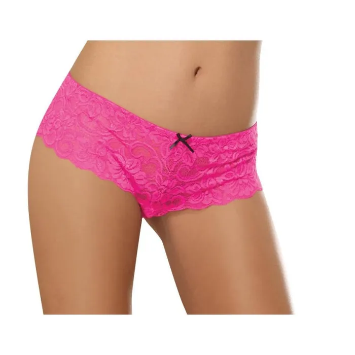 Vibrators Dreamgirl Open Crotch Lace Boy Short 1x2x Hot Pink