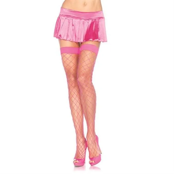 Vibrators Leg Avenue Fence Net Thigh Highs One Size Neon Pink