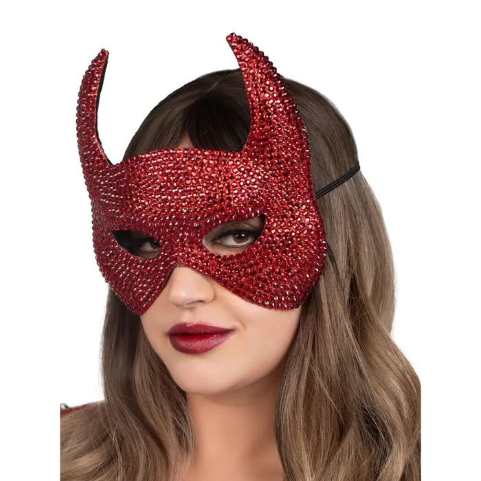 Vibrators Leg Avenue Rhinestone Devil Mask One Size Red