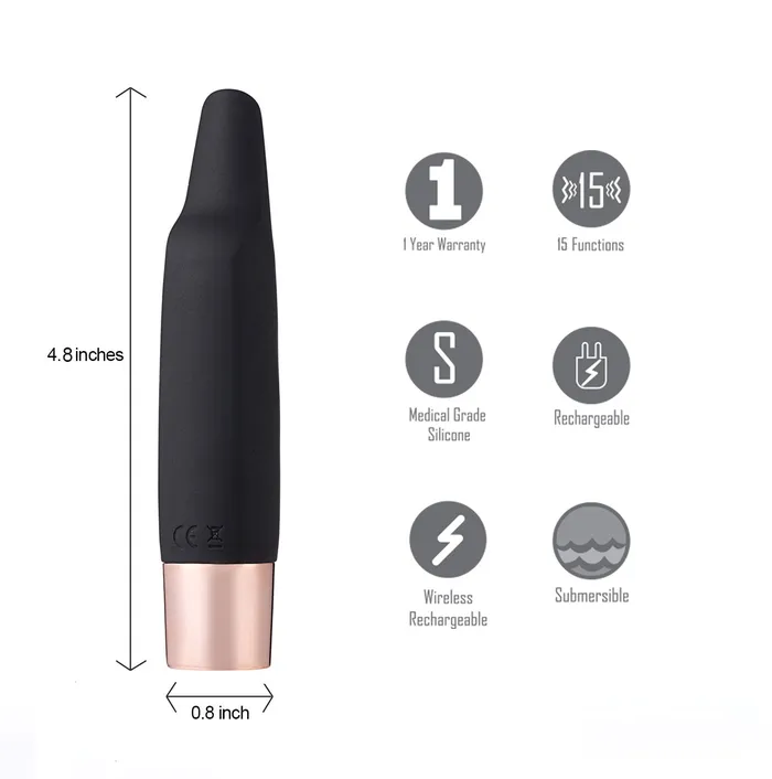 Vibrators | Maia Toys Aspen 15-Function Rechargeable Wireless Flickering Tip Vibrator - Black