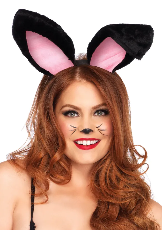 Vibrators Plush Bunny Rabbit Ears Headband Black Leg Avenue